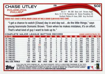 2014 Topps #502 Chase Utley Back