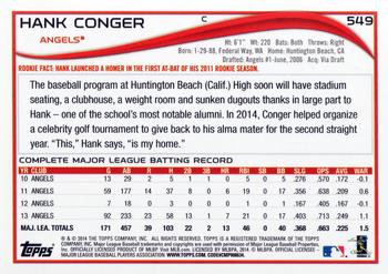 2014 Topps #549 Hank Conger Back