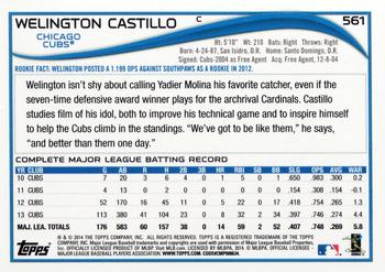 2014 Topps #561 Welington Castillo Back