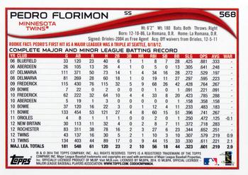 2014 Topps #568 Pedro Florimon Back