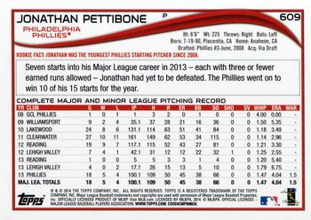 2014 Topps #609 Jonathan Pettibone Back