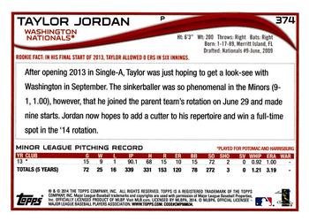 2014 Topps #374 Taylor Jordan Back