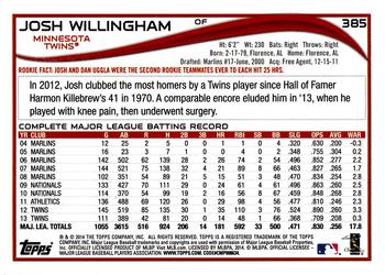 2014 Topps #385 Josh Willingham Back