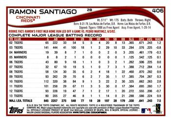 2014 Topps #406 Ramon Santiago Back