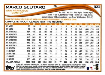 2014 Topps #423 Marco Scutaro Back
