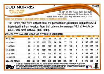 2014 Topps #543 Bud Norris Back