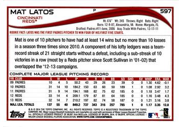 2014 Topps #597 Mat Latos Back
