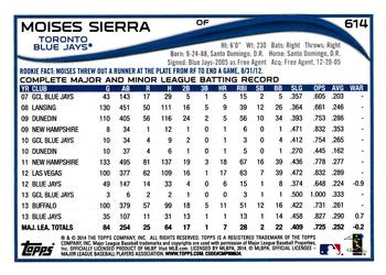2014 Topps #614 Moises Sierra Back