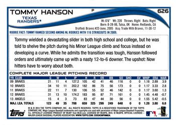 2014 Topps #626 Tommy Hanson Back