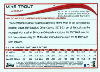 2014 Topps #1 Mike Trout Back