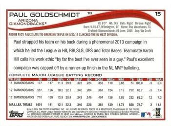 2014 Topps #15 Paul Goldschmidt Back