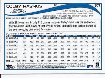 2014 Topps #571 Colby Rasmus Back