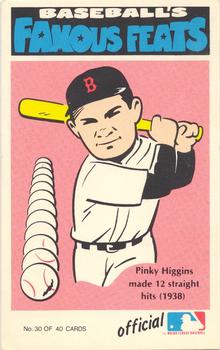 1973 Fleer Official Major League Patches - Famous Feats #30 Pinky Higgins Front