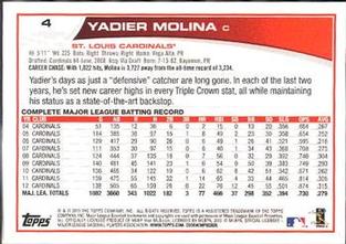 2013 Topps Mini #4 Yadier Molina Back