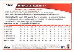 2013 Topps Mini #169 Brad Ziegler Back