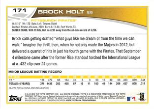 2013 Topps Mini #171 Brock Holt Back