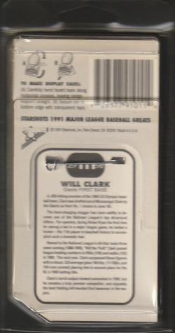 1991 Starshots Major League Baseball Greats #111 Will Clark Back