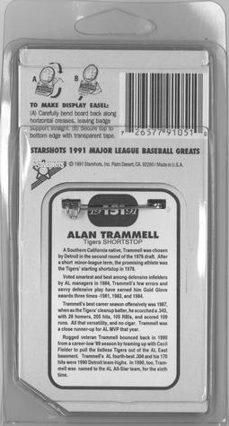 1991 Starshots Major League Baseball Greats #151 Alan Trammell Back