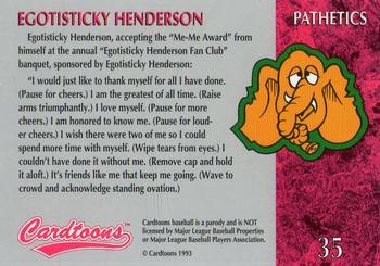 1995 Cardtoons #35 Egotisticky Henderson Back