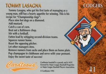 1995 Cardtoons #41 Tommy Lasagna Back