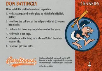 1995 Cardtoons #4 Don Battingly Back