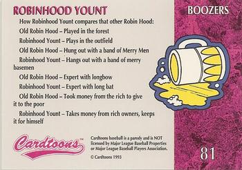 1995 Cardtoons #81 Robinhood Yount Back