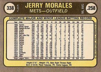 1981 Fleer #338 Jerry Morales Back