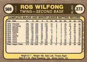 1981 Fleer #569 Rob Wilfong Back