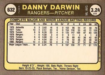 1981 Fleer #632 Danny Darwin Back