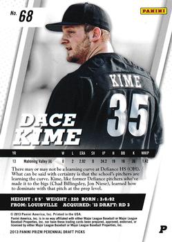 2013 Panini Prizm Perennial Draft Picks #68 Dace Kime Back