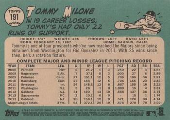 2014 Topps Heritage #191 Tommy Milone Back