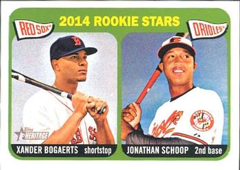 2014 Topps Heritage #49 Red Sox/Orioles Rookie Stars (Xander Bogaerts / Jonathan Schoop) Front