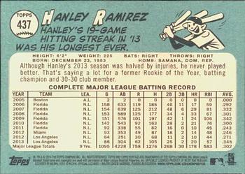 2014 Topps Heritage #437 Hanley Ramirez Back