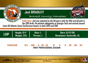 2012 Grandstand Florida State League Top Prospects #NNO Jed Bradley Back