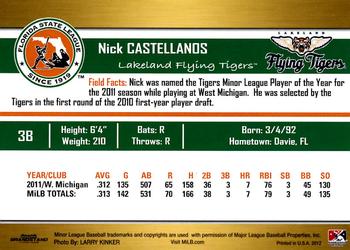 2012 Grandstand Florida State League Top Prospects #NNO Nick Castellanos Back