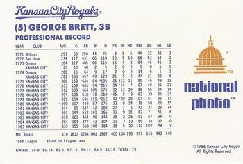1986 National Photo Kansas City Royals #NNO George Brett Back
