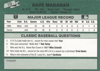 1987 Classic #19 Dave Magadan Back