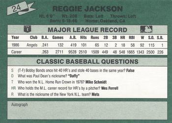 1987 Classic #24 Reggie Jackson Back