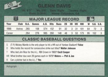 1987 Classic #28 Glenn Davis Back