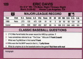 1989 Classic #109 Eric Davis Back