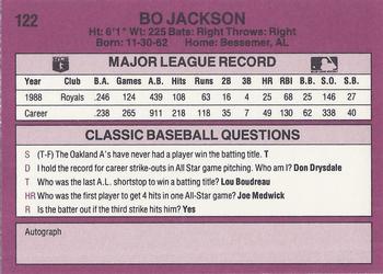 1989 Classic #122 Bo Jackson Back