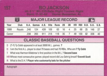 1989 Classic #157 Bo Jackson Back