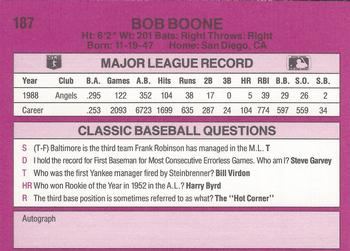 1989 Classic #187 Bob Boone Back