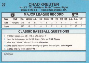 1989 Classic #27 Chad Kreuter Back