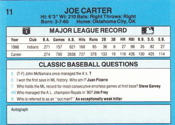 1989 Classic #11 Joe Carter Back