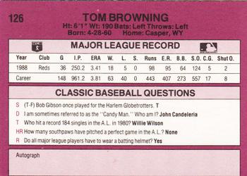1989 Classic #126 Tom Browning Back