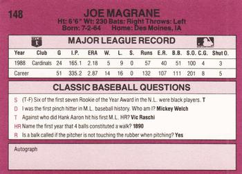 1989 Classic #148 Joe Magrane Back