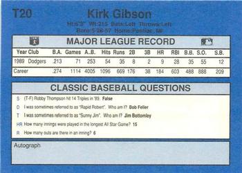 1990 Classic Update #T20 Kirk Gibson Back