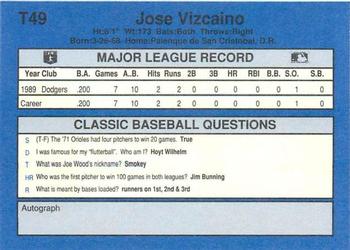 1990 Classic Update #T49 Jose Vizcaino Back