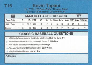 1990 Classic Yellow #T16 Kevin Tapani Back